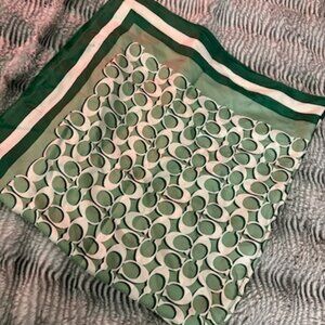 COACH Silk 100% SCARF 35x35 inches LARGE Versatile EMERALD GREEN Ivory